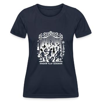 Puppet Mastery Shadow Play Bauchredner-geschenk - Frauen Funktions-T-Shirt - Navy - Vorne - AI Model Female 172 light (172cm)
