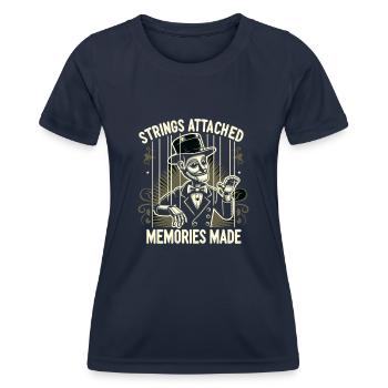 Puppet Mastery Shadow Play Bauchredner-geschenk - Frauen Funktions-T-Shirt - Navy - Vorne - AI Model Female 172 light (172cm)