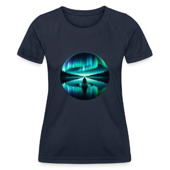 Aurora Aurora Tracker Alaska Wilderness - T-shirt sport Femme - bleu marine - Devant - AI Model Female 172 light (172cm)