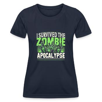 Horrorfilm-fan Zombie-horror Klassischer - Frauen Funktions-T-Shirt - Navy - Vorne - AI Model Female 172 light (172cm)