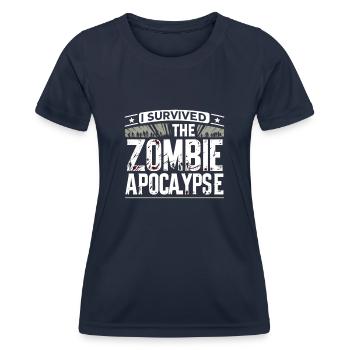 Horrorfilm-fan Zombie-horror Klassischer - Frauen Funktions-T-Shirt - Navy - Vorne - AI Model Female 172 light (172cm)