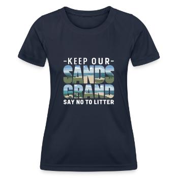 Anti-déchets Pas de recyclage des déchets environnementaux - T-shirt sport Femme - bleu marine - Devant - AI Model Female 172 light (172cm)