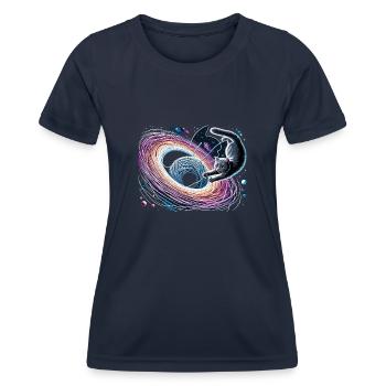 Chat, Astronaute, Astronomie, Système Solaire Externe - T-shirt sport Femme - bleu marine - Devant - AI Model Female 172 light (172cm)