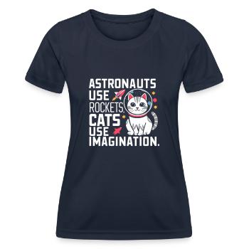 Chat, Astronaute, Astronomie, Système Solaire Externe - T-shirt sport Femme - bleu marine - Devant - AI Model Female 172 light (172cm)