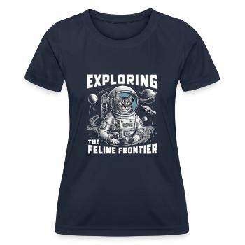 Chat, Astronaute, Astronomie, Système Solaire Externe - T-shirt sport Femme - bleu marine - Devant - AI Model Female 172 light (172cm)