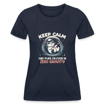 Chat, Astronaute, Astronomie, Système Solaire Externe - T-shirt sport Femme - bleu marine - Devant - AI Model Female 172 light (172cm)