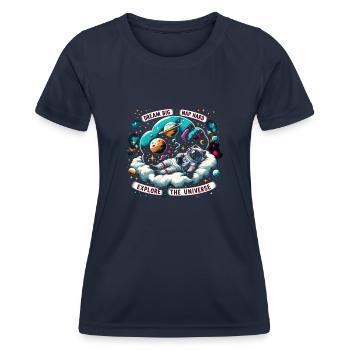 Chat, Astronaute, Astronomie, Système Solaire Externe - T-shirt sport Femme - bleu marine - Devant - AI Model Female 172 light (172cm)
