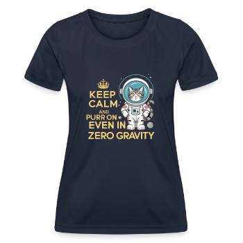 Chat, Astronaute, Astronomie, Système Solaire Externe - T-shirt sport Femme - bleu marine - Devant - AI Model Female 172 light (172cm)