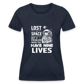 Chat, Astronaute, Astronomie, Système Solaire Externe - T-shirt sport Femme - bleu marine - Devant - AI Model Female 172 light (172cm)