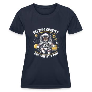 Chat, Astronaute, Astronomie, Système Solaire Externe - T-shirt sport Femme - bleu marine - Devant - AI Model Female 172 light (172cm)