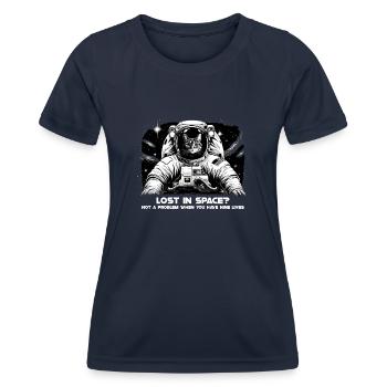 Chat, Astronaute, Astronomie, Système Solaire Externe - T-shirt sport Femme - bleu marine - Devant - AI Model Female 172 light (172cm)
