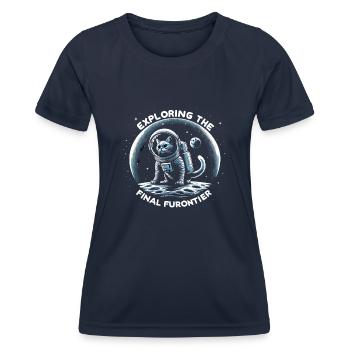 Chat, Astronaute, Astronomie, Système Solaire Externe - T-shirt sport Femme - bleu marine - Devant - AI Model Female 172 light (172cm)