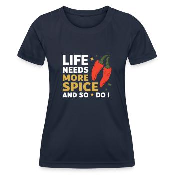 Amateur de cuisine épicée, chef des Chili Peppers - T-shirt sport Femme - bleu marine - Devant - AI Model Female 172 light (172cm)