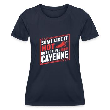 Amateur de cuisine épicée, chef des Chili Peppers - T-shirt sport Femme - bleu marine - Devant - AI Model Female 172 light (172cm)