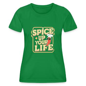 Amateurs de cuisine épicée, Chili Peppers Chef - T-shirt sport Femme - vert - Devant - AI Model Female 172 dark (172cm)