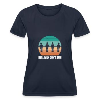 Football - real men don't spin - Women's Functional T-Shirt - navy - Front - AI Model Female 172 light (172cm)