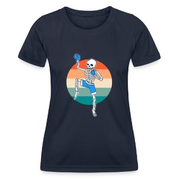 Lustiges Skelett Muay Thai Muay-Thai-Kämpfer - Frauen Funktions-T-Shirt - Navy - Vorne - AI Model Female 172 light (172cm)
