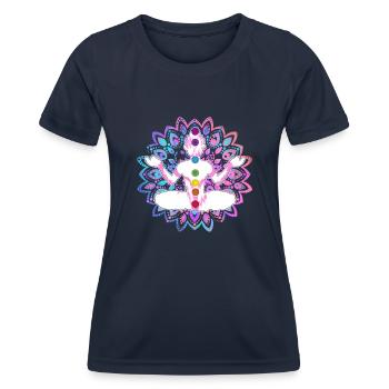 Chakra-Heilung Zen-Praktizierender - Frauen Funktions-T-Shirt - Navy - Vorne - AI Model Female 172 light (172cm)