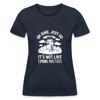 Air Traffic Controller Aircraft Flight Service - Frauen Funktions-T-Shirt - Navy - Vorne - AI Model Female 172 light (172cm)