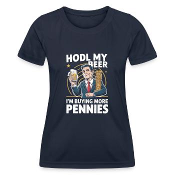 Stock market traders, forex traders, investor trading - Women's Functional T-Shirt - navy - Front - AI Model Female 172 light (172cm)