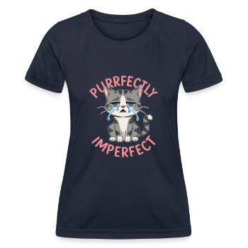 Emo Revival und Alternative Mode für Szene Kids - Frauen Funktions-T-Shirt - Navy - Vorne - AI Model Female 172 light (172cm)