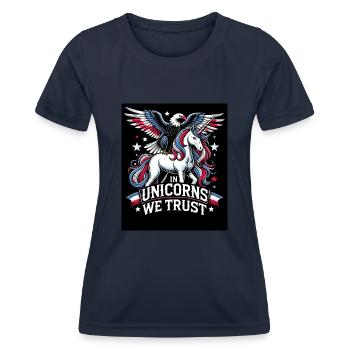 Patriotisme magique Licorne américaine États-Unis - T-shirt sport Femme - bleu marine - Devant - AI Model Female 172 light (172cm)