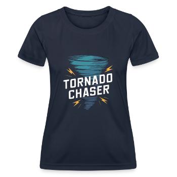 Erlebe Die Faszinierende Welt Des Tornadojagens - Frauen Funktions-T-Shirt - Navy - Vorne - AI Model Female 172 light (172cm)