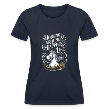Guérison par l’équithérapie et - T-shirt sport Femme - bleu marine - Devant - AI Model Female 172 light (172cm)