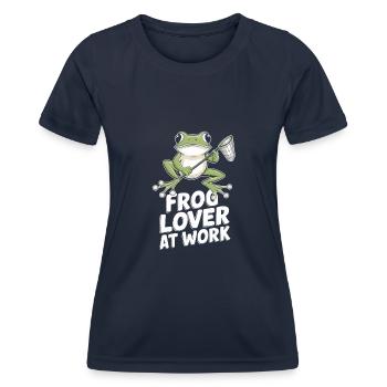 Amphibian frog hunter enthusiast, frog trapping - Women's Functional T-Shirt - navy - Front - AI Model Female 172 light (172cm)