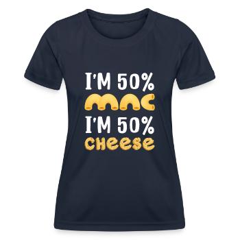 Ich bin 50% Mac und 50% Cheese - Frauen Funktions-T-Shirt - Navy - Vorne - AI Model Female 172 light (172cm)