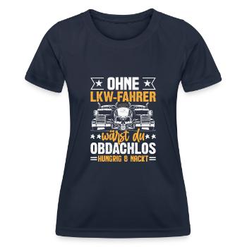 Ohne LKW Fahrer - Frauen Funktions-T-Shirt - Navy - Vorne - AI Model Female 172 light (172cm)