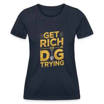 Goldrausch Abenteuer Goldsucher Schatzsuche - Frauen Funktions-T-Shirt - Navy - Vorne - AI Model Female 172 light (172cm)