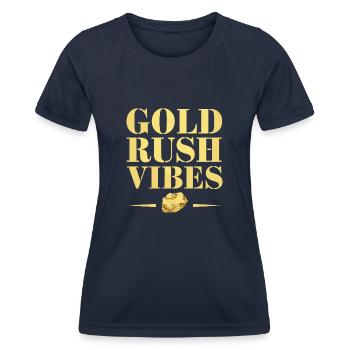 Goldrausch Abenteuer Goldsucher Schatzsuche - Frauen Funktions-T-Shirt - Navy - Vorne - AI Model Female 172 light (172cm)