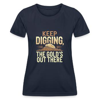 Goldrausch Abenteuer Goldsucher Schatzsuche - Frauen Funktions-T-Shirt - Navy - Vorne - AI Model Female 172 light (172cm)