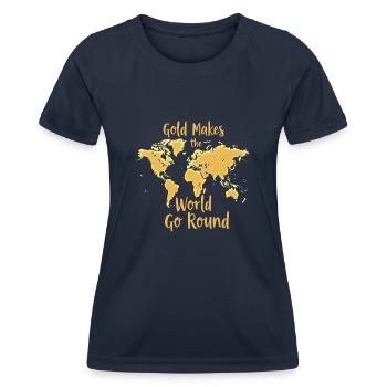 Goldrausch Abenteuer Goldsucher Schatzsuche - Frauen Funktions-T-Shirt - Navy - Vorne - AI Model Female 172 light (172cm)