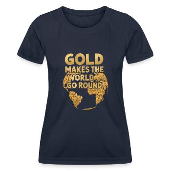 Goldrausch Abenteuer Goldsucher Schatzsuche - Frauen Funktions-T-Shirt - Navy - Vorne - AI Model Female 172 light (172cm)