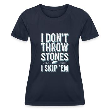 Stone jumping, stone jumping, outdoor hobby stone - Women's Functional T-Shirt - navy - Front - AI Model Female 172 light (172cm)