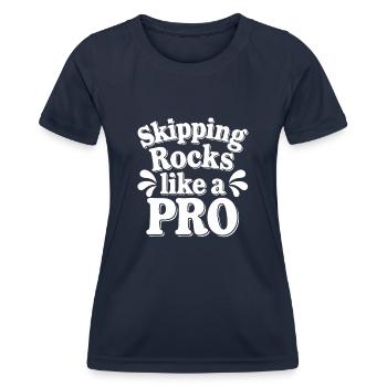 Stone jumping, stone jumping, outdoor hobby stone - Women's Functional T-Shirt - navy - Front - AI Model Female 172 light (172cm)