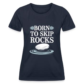 Stone jumping, stone jumping, outdoor hobby stone - Women's Functional T-Shirt - navy - Front - AI Model Female 172 light (172cm)