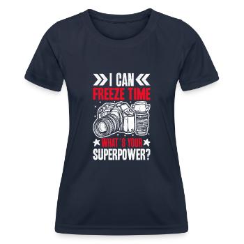 Ich Bin Fotograf - Frauen Funktions-T-Shirt - Navy - Vorne - AI Model Female 172 light (172cm)