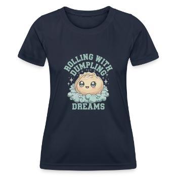 Dim-sum lovers of Chinese cuisine and dumplings - Women's Functional T-Shirt - navy - Front - AI Model Female 172 light (172cm)