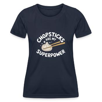 Dim-sum lovers of Chinese cuisine and dumplings - Women's Functional T-Shirt - navy - Front - AI Model Female 172 light (172cm)