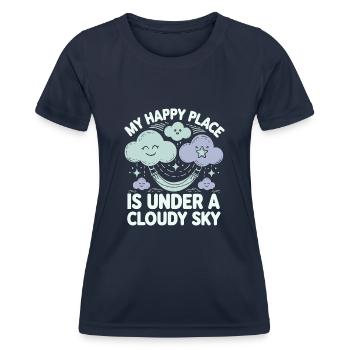 Cloudy view, Relaxing sky, Dreamy - Women's Functional T-Shirt - navy - Front - AI Model Female 172 light (172cm)