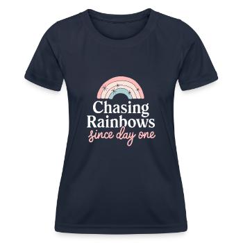 Whimsical Weather Patterns, Whimsical Clouds, Funny - Women's Functional T-Shirt - navy - Front - AI Model Female 172 light (172cm)