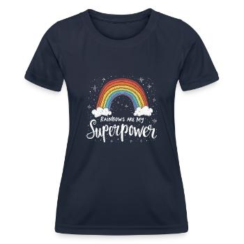 Whimsical Weather Patterns, Whimsical Clouds, Funny - Women's Functional T-Shirt - navy - Front - AI Model Female 172 light (172cm)