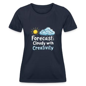 Whimsical Weather Patterns, Whimsical Clouds, Funny - Women's Functional T-Shirt - navy - Front - AI Model Female 172 light (172cm)
