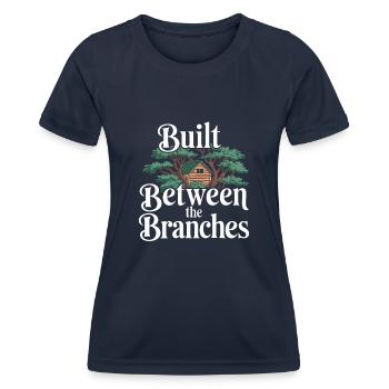 Constructeur de cabanes dans les arbres Construction de cabane dans les arbres - T-shirt sport Femme - bleu marine - Devant - AI Model Female 172 light (172cm)