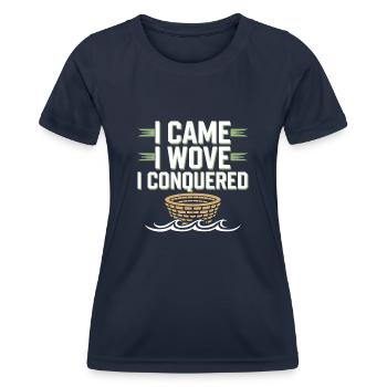 Unterwasser Korb Weben Skurrile Kunsthandwerk - Frauen Funktions-T-Shirt - Navy - Vorne - AI Model Female 172 light (172cm)