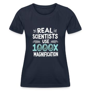 Passionné de microscope Technicien de laboratoire Science - T-shirt sport Femme - bleu marine - Devant - AI Model Female 172 light (172cm)