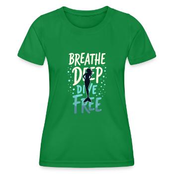 Meerjungfrau Unterwasser Performer Meerjungfrau - Frauen Funktions-T-Shirt - Kelly Green - Vorne - AI Model Female 172 dark (172cm)